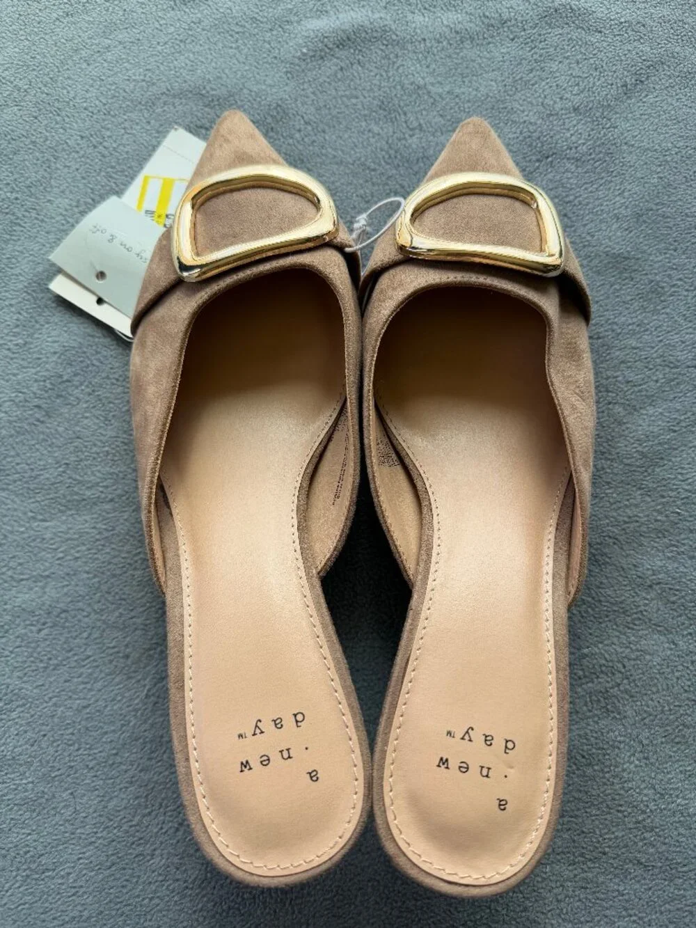 Women's Larissa Pointed Toe Mule Heels – A New Day Beige 6 - Picture 8 of 11